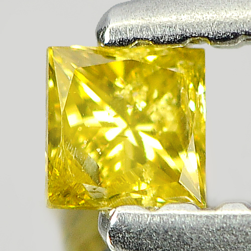 0.11 Ct. Square Princess Cut Natural Yellow Loose Diamond Size 2.5 mm.