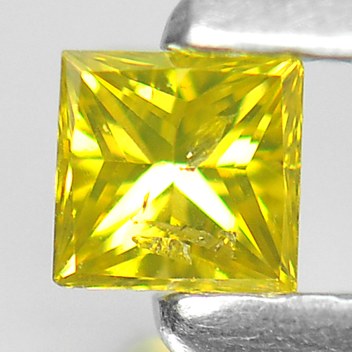 0.11 Ct. Square Princess Cut Natural Yellow Loose Diamond Size 2.6 mm.
