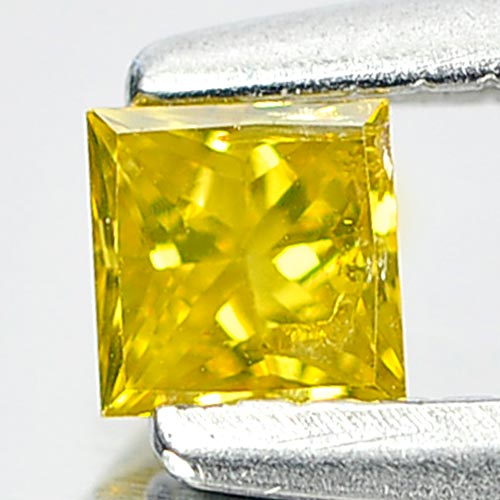 0.10 Ct. Good Color Natural Yellow Loose Diamond Square Princess Cut