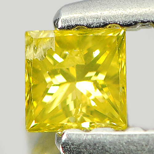 0.11 Ct. Delightful Natural Yellow Loose Diamond Square Princess Cut Sz 2.7 mm.