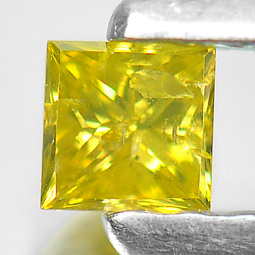 0.10 Ct. Square Princess Cut Natural Yellow Loose Diamond From Belgium