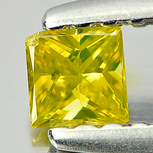 0.12 Ct. Good Color Square Princess Cut Natural Yellow Loose Diamond