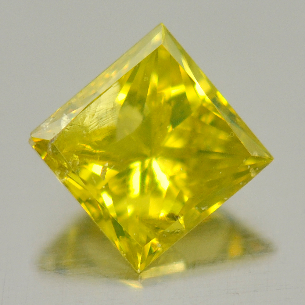 Yellow Loose Diamond 0.16 Ct. Square Princess Cut 3 x 3 Mm. Natural Belgium