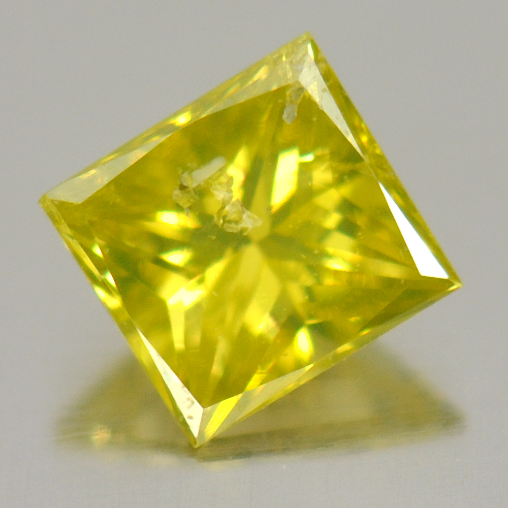 Yellow Loose Diamond 0.15 Ct. Square Princess Cut 3 x 3 Mm. Natural Belgium
