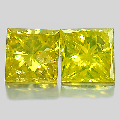 0.16 Ct. 2 Pcs. Good Cutting Square Princess Cut Natural Yellow Loose Diamond