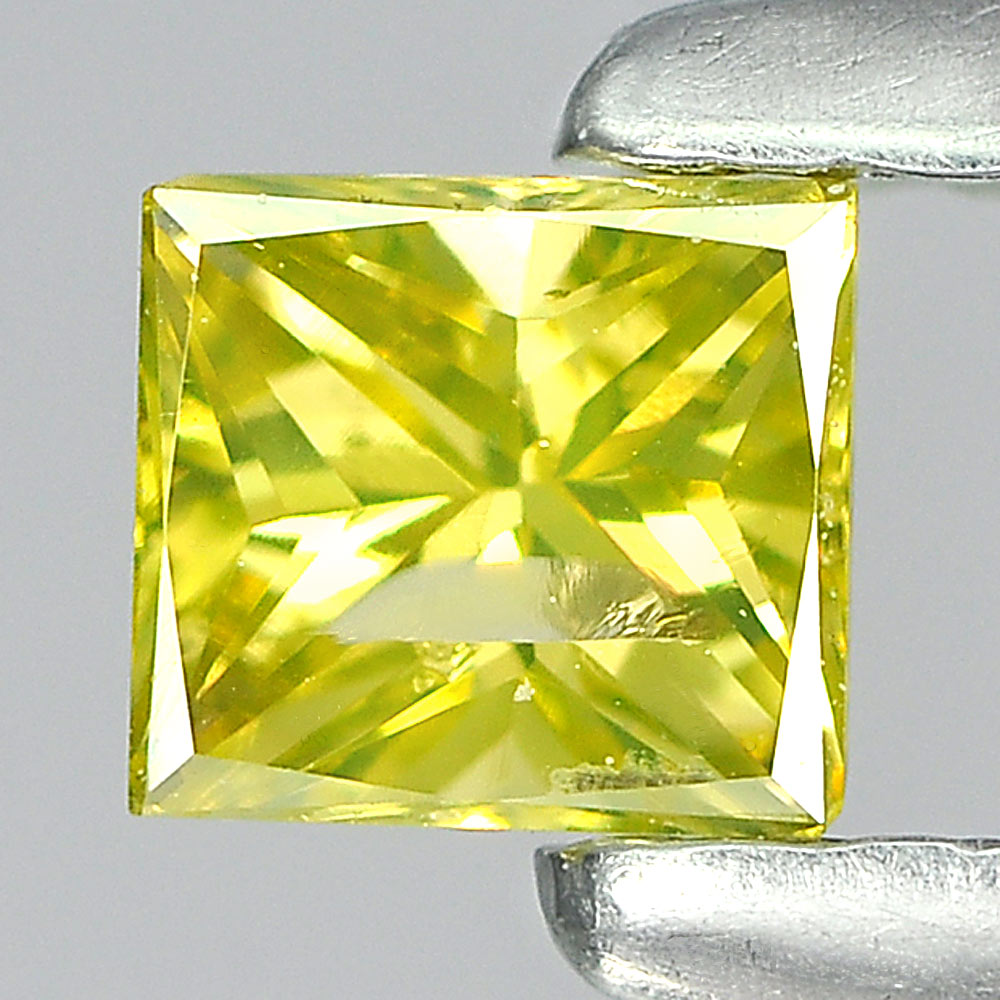 0.19 Ct. Good Color Square Princess Cut Natural Yellow Loose Diamond