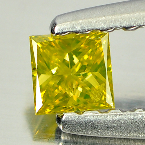 0.10 Ct. Good Color Square Princess Cut Natural Yellow Loose Diamond Belgium