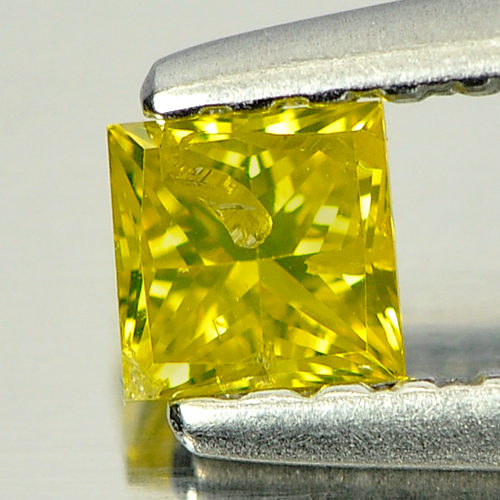 0.20 Ct. Good Color Square Princess Cut Natural Yellow Loose Diamond Belgium