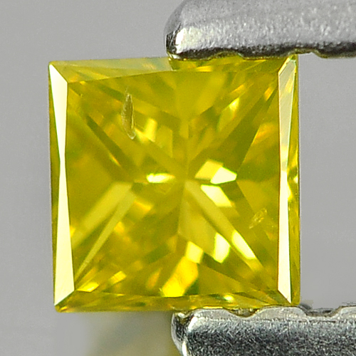 0.12 Ct. Nice Color Square Princess Cut Natural Yellow Loose Diamond