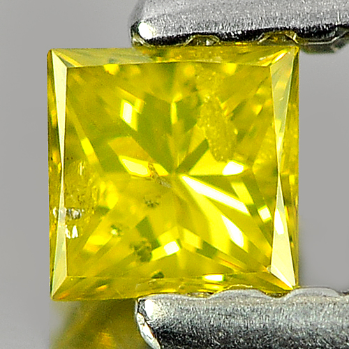 0.11 Ct. Beautiful Square Princess Cut Natural Yellow Loose Diamond