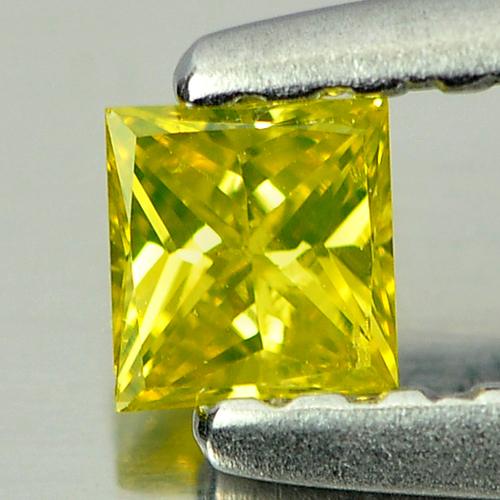 0.11 Ct. Nice Color Square Princess Cut Natural Yellow Loose Diamond