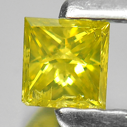 0.11 Ct. Good Cutting Square Princess Cut Natural Yellow Loose Diamond Belgium