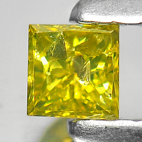 0.12 Ct. Nice Color Square Princess Cut Natural Yellow Loose Diamond Belgium