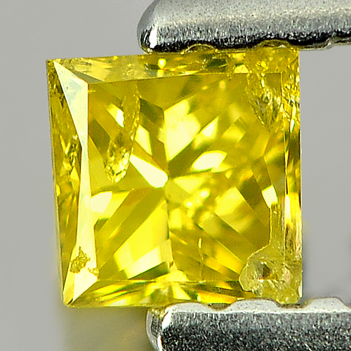 0.16 Ct. Beautiful Square Princess Cut Natural Yellow Loose Diamond