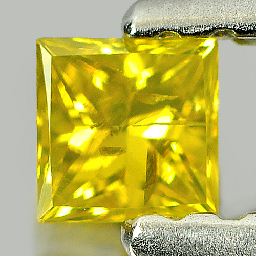 0.12 Ct. Blazing Square Princess Cut Natural Yellow Loose Diamond