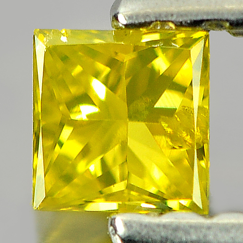0.12 Ct. Shinning Square Princess Cut Natural Yellow Loose Diamond