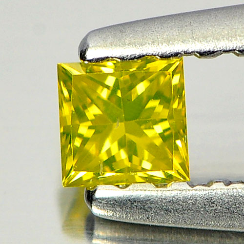 Natural Yellow Loose Diamond 0.14 Ct. Square Princess Cut 2.8 x 2.8 x 2 Mm.