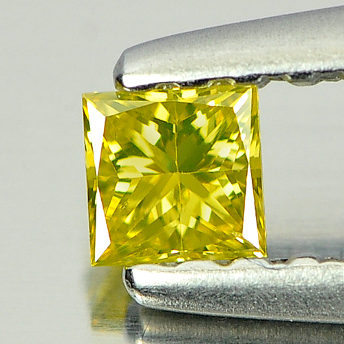 0.12 Ct. Nice Color Square Princess Cut Natural Yellow Loose Diamond