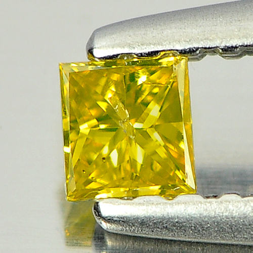 0.13 Ct. Good Color Square Princess Cut Natural Yellow Loose Diamond