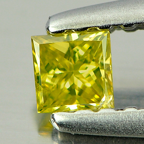 0.12 Ct. Nice Cutting Square Princess Cut Natural Yellow Loose Diamond