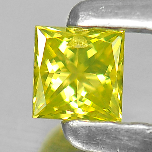 0.10 Ct. Square Princess Cut Natural Nice Color Yellow Loose Diamond
