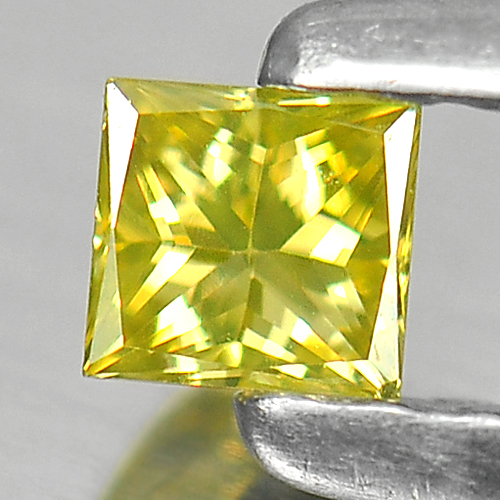 0.11 Ct. Sparkling Square Princess Cut Natural Yellow Loose Diamond