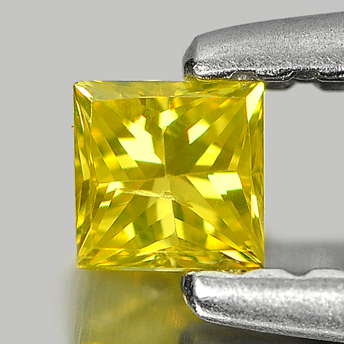 0.12 Ct. Square Princess Cut Natural Yellow Loose Diamond Belgium