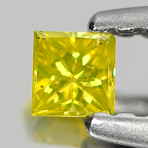 0.09 Ct. Square Princess Cut Natural Yellow Loose Diamond Belgium