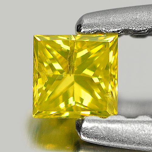 0.11 Ct. Square Princess Cut Natural Yellow Loose Diamond Belgium