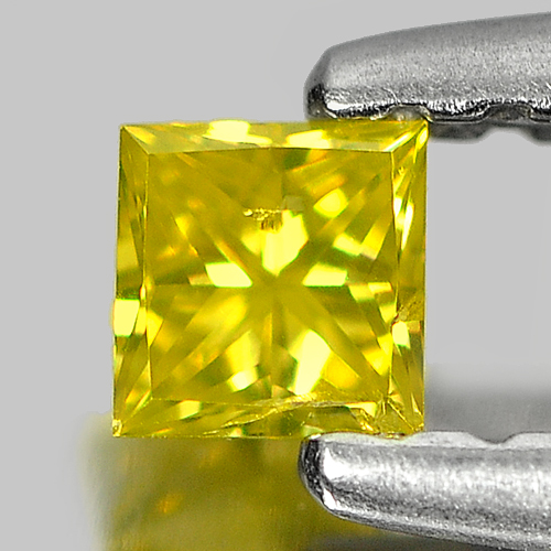 0.11 Ct. Square Princess Cut Natural Yellow Loose Diamond Belgium