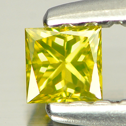 0.12 Ct. Good Cutting Square Princess Cut Natural Yellow Loose Diamond