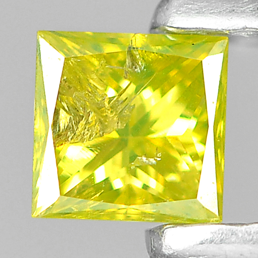 0.11 Ct. Scintillating Square Square Princess Cut Natural Yellow Loose Diamond