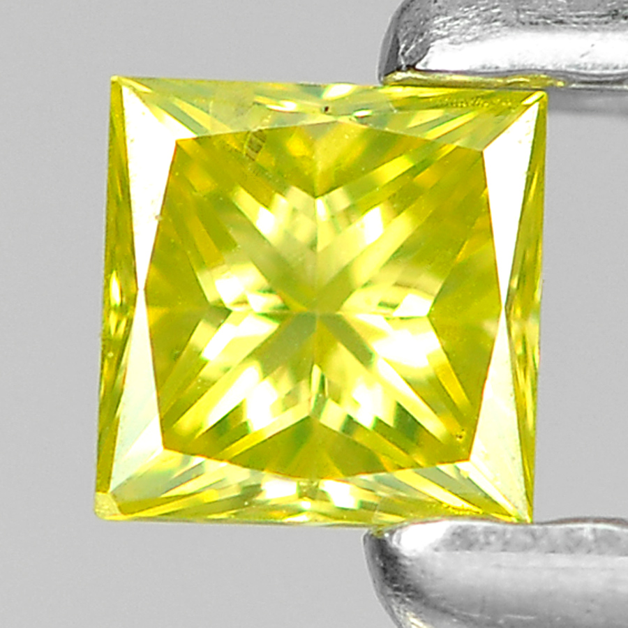0.12 Ct. Good Square Square Princess Cut 2.7 Mm. Natural Yellow Loose Diamond