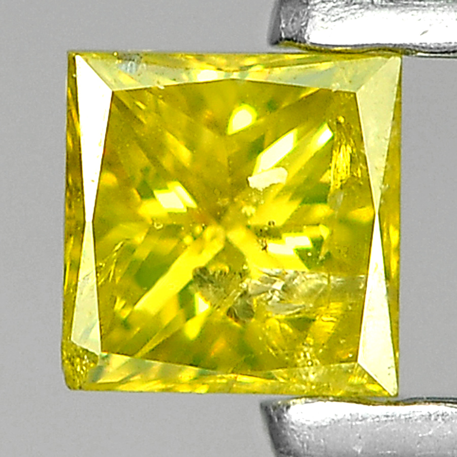 0.11 Ct. Stunning Natural Yellow Loose Diamond Square Princess Cut Belgium