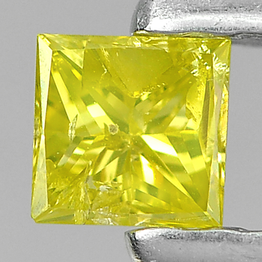 0.10 Ct. Very Good Natural Yellow Loose Diamond Square Princess Cut 2.7 Mm