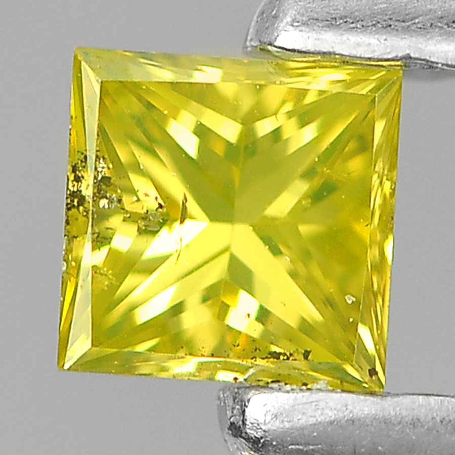 0.12 Ct. Beauteous Natural Yellow Loose Diamond Square Princess Cut Size 2.7 Mm