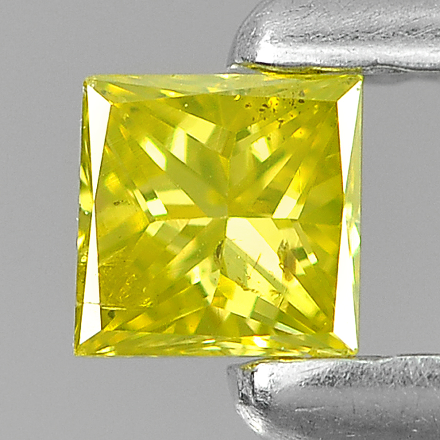 0.10 Ct. Good Square Princess Cut 2.7 Mm Natural Yellow Loose Diamond Belgium