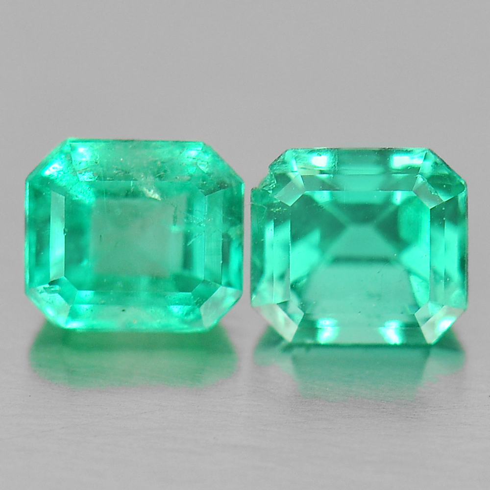 0.52 Ct. 2 Pcs. Octagon Natural Green Emerald Unheated