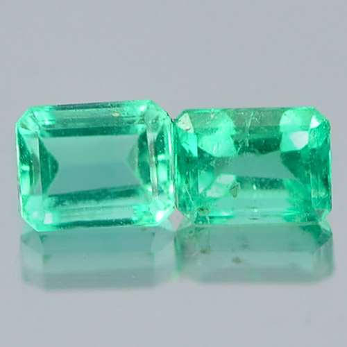 0.29 Ct. 2 Pcs. Octagon Natural Green Emerald Unheated