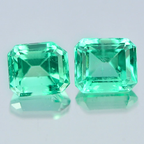 0.45 Ct. 2 Pcs. Octagon Natural Green Emerald Unheated