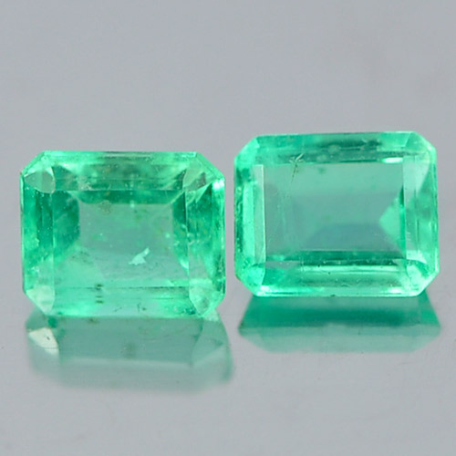0.37 Ct. 2 Pcs. Octagon Natural Green Emerald Unheated
