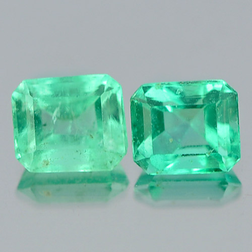 0.40 Ct. 2 Pcs. Octagon Natural Green Emerald Unheated