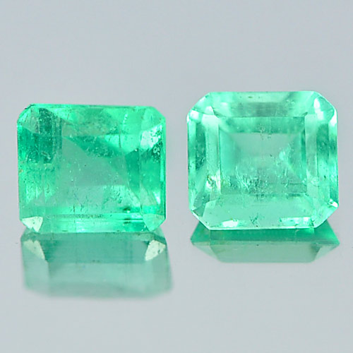 0.60 Ct. 2 Pcs. Octagon Natural Green Emerald Unheated