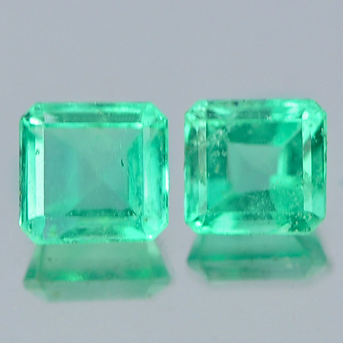0.34 Ct. 2 Pcs. Octagon Natural Green Emerald Unheated