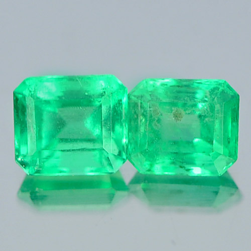 0.42 Ct. 2 Pcs. Octagon Natural Green Emerald Unheated