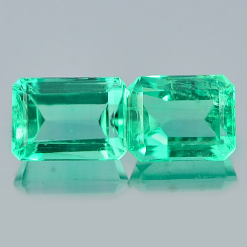 0.53 Ct. 2 Pcs. Octagon Natural Green Emerald Unheated