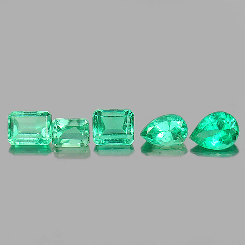 0.53 Ct. 5 Pcs. Mix Shape Natural Rich Green Emerald