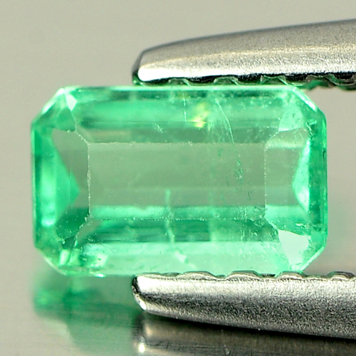 Green Emerald 0.31 Ct. Octagon Shape 5.4 x 3.5 Mm. Natural Gemstone Unheated