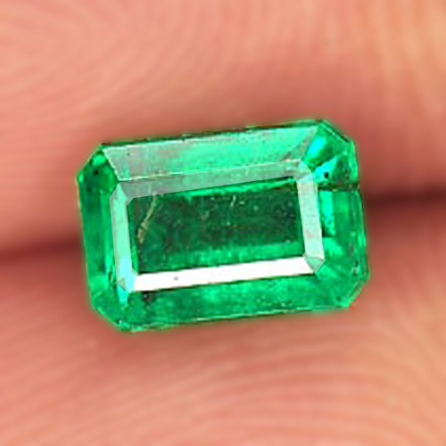 Certified Green Emerald 0.88 Ct. Octagon 6.17 x 4.22 Mm. Natural Gem Unheated