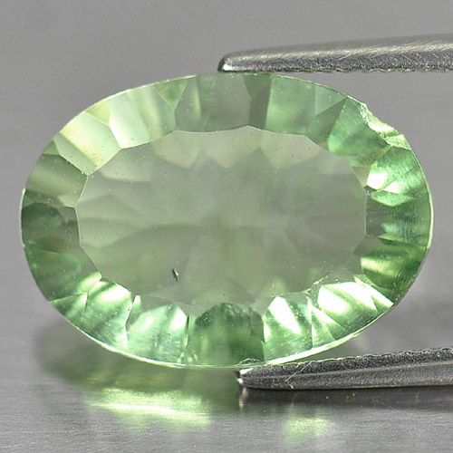 10.95 Ct. Oval Concave Cut Natural Green Fluorite Gem